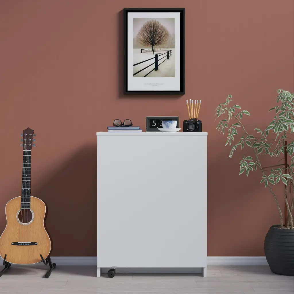 Kitaplıklı Çalışma Masası Tekerlekli 60x50 cm %100 MDFLAM MD-002