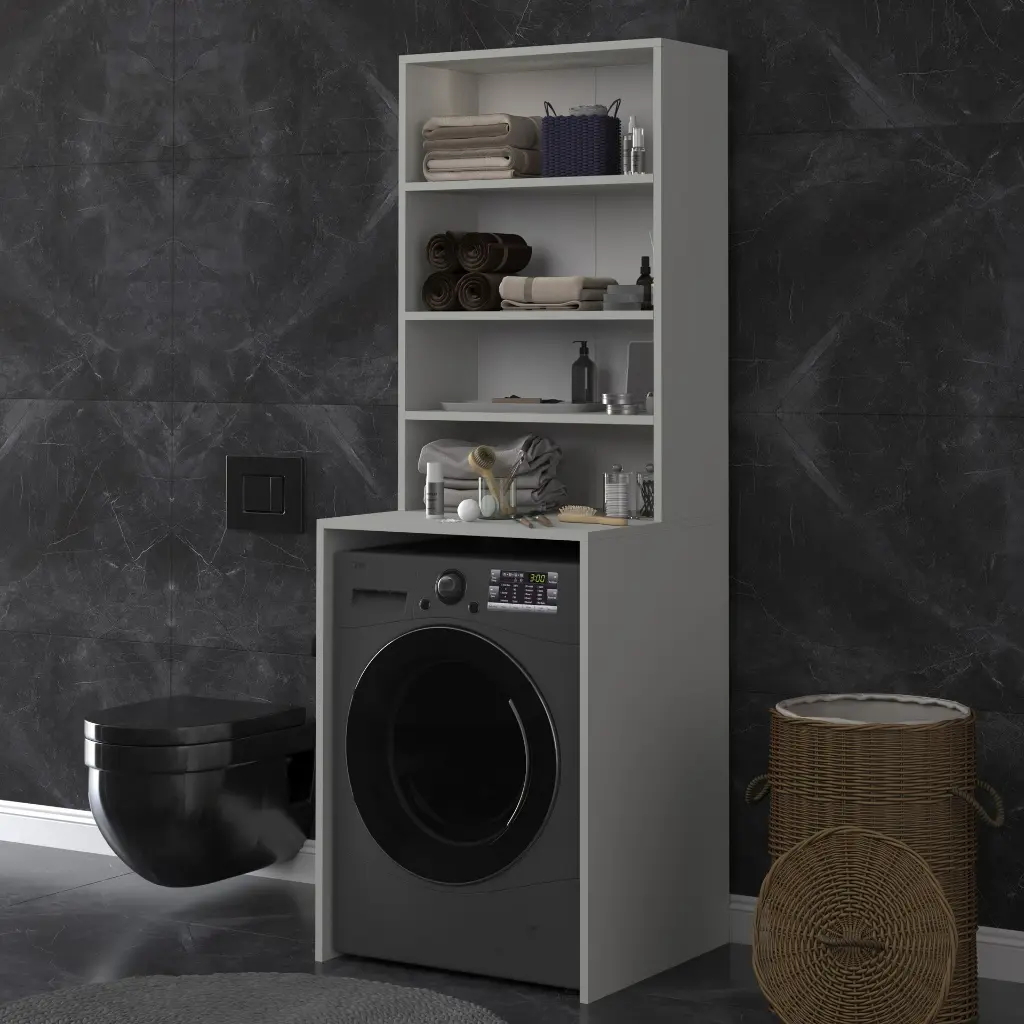 4 Raflı Çamaşır Makinesi Üstü Dolap Akıllı Raf Düzenleyici 65x190 cm - BD-04