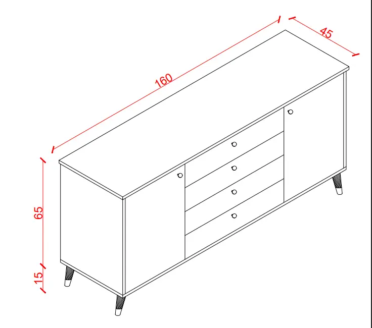 2 Kapaklı 4 Çekmeceli Konsol KNSL-04 - Görsel 2