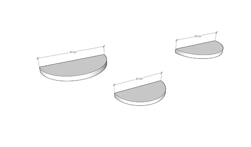 Doğal Modern Organizer Düzenleyici 3'lü Oval Dekoratif Kitaplık Banyo Mutfak Duvar Rafı - Görsel 2