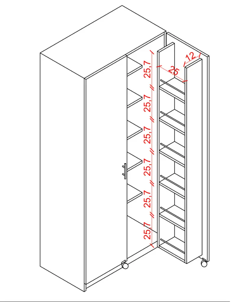Sonoma Büyük Boy Kapaklı İçi Raflı Kiler Dolabı 80x180 cm - MK-17