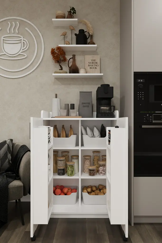 Beyaz Mutfak Kiler Dolabı MK-08 - Görsel 2