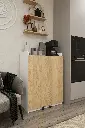 Karina MK-09 kiler dolabı, açık kenarlıklı üst platformunda kahve makinesi ve mutfak robotu ile mutfakta konumlanmış hâlde.