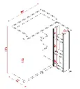 Karina MK-09 ölçü şeması: 80x45x102 cm gövde, 110 cm toplam yükseklik, kapak içi raf derinlikleri 12 ve 17 cm, raf aralıkları 29 cm.