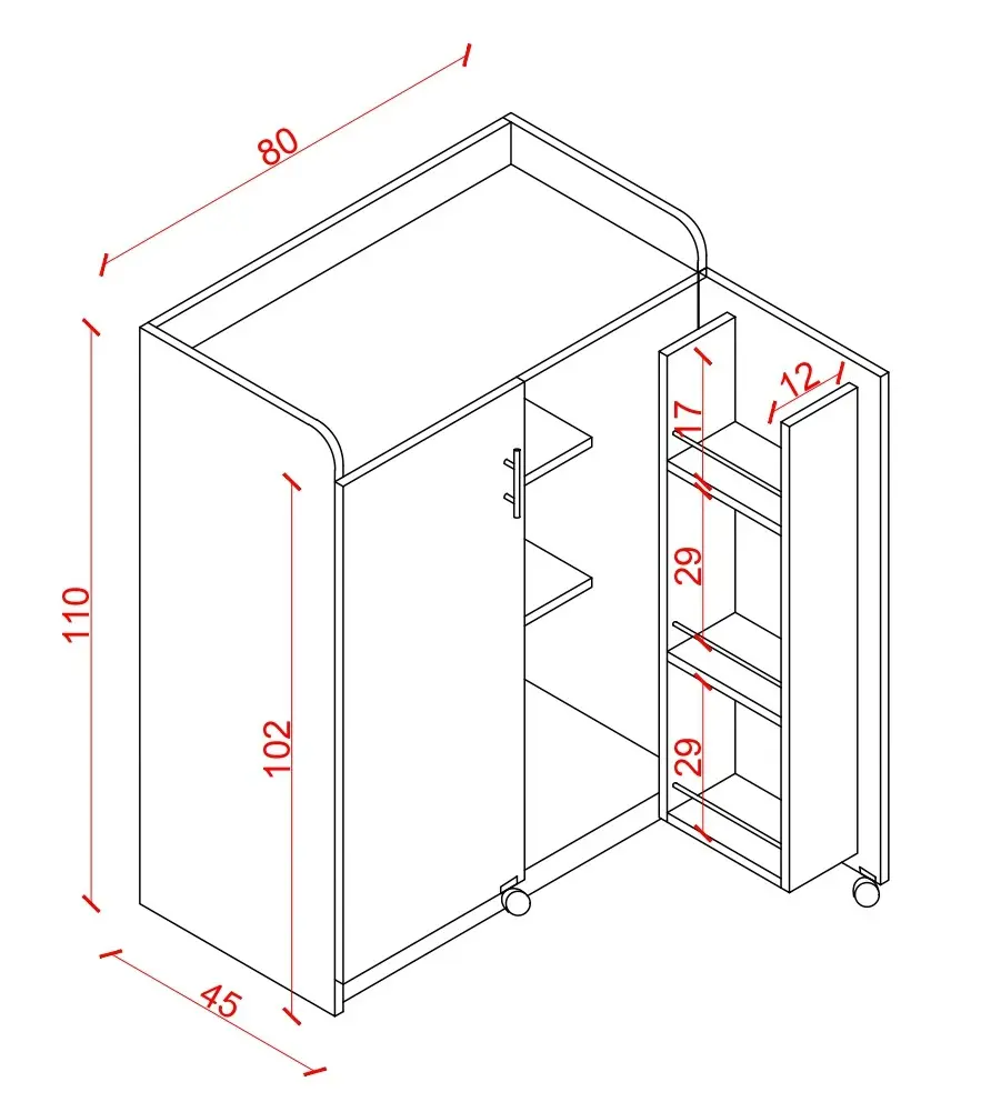 Beyaz Mutfak Kiler Dolabı MK-08 - Görsel 7