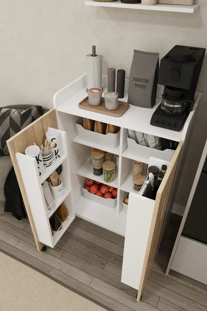 Sonoma Kompakt Üst Tablalı Kiler Dolabı %100 MDFLAM 80x102 cm - MK-18