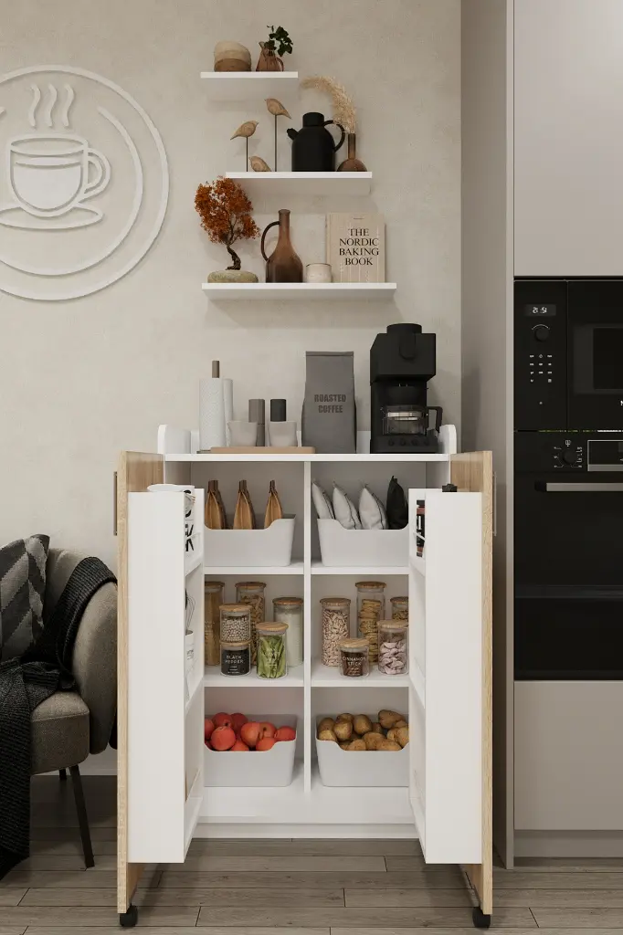 Sonoma Kompakt Üst Tablalı Kiler Dolabı %100 MDFLAM 80x102 cm - MK-18