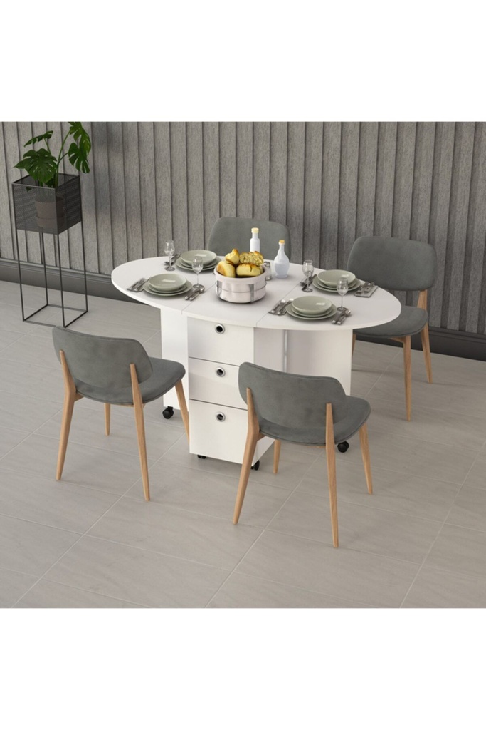 Katlanır Mutfak Masası Beyaz %100 MDFLAM Km-08