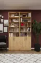 Safir Meşe Kapaklı Çift Modül Kitaplık – 120x208 cm %100 MDFLAM K-40