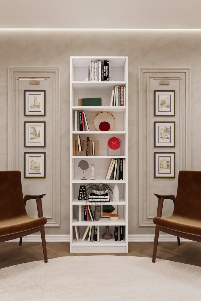 Beyaz Kitaplık – 60x205 cm 8 Raflı K-01