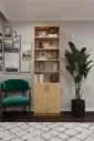 Kapaklı Çalışma Odası Kitaplık – 60x208 cm 8 Raflı %100 MDFLAM K-32