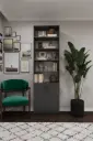 Koyu Gri Dolaplı 8 Raflı Kitaplık  – 60x208 cm %100 MDFLAM K-38