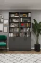 Koyu Gri Kapaklı Raflı Kitaplık 120x208 cm %100 MDFLAM K-46