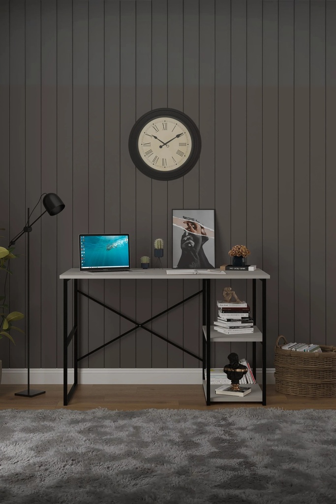Çalışma Masası Metal Ayaklı Raflı 120x60 cm METALCM01