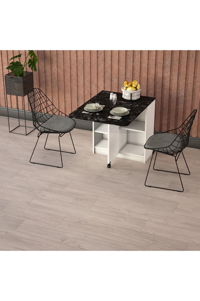 Royal Mermer Tek Kanatlı Katlanır Mutfak Masası %100 MDFLAM KM-19