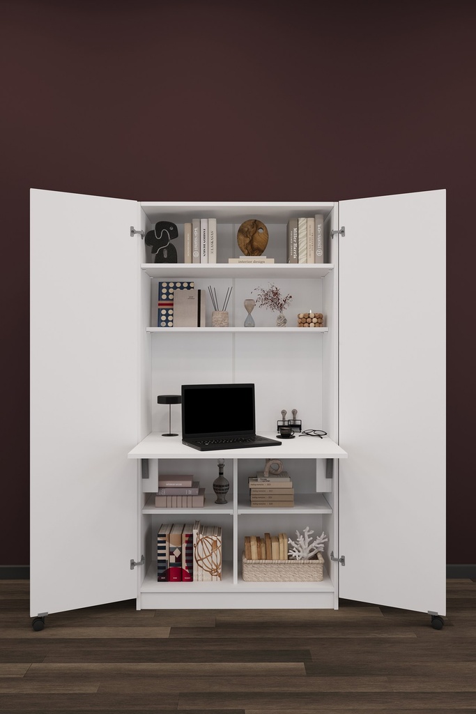 Çalışma Masalı Dolap Katlanır Masalı Kapaklı Raflı 80x180 cm MD-01