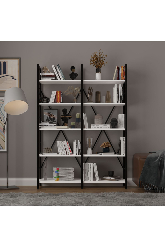 6 Raflı Metal Kitaplık İki Modül
