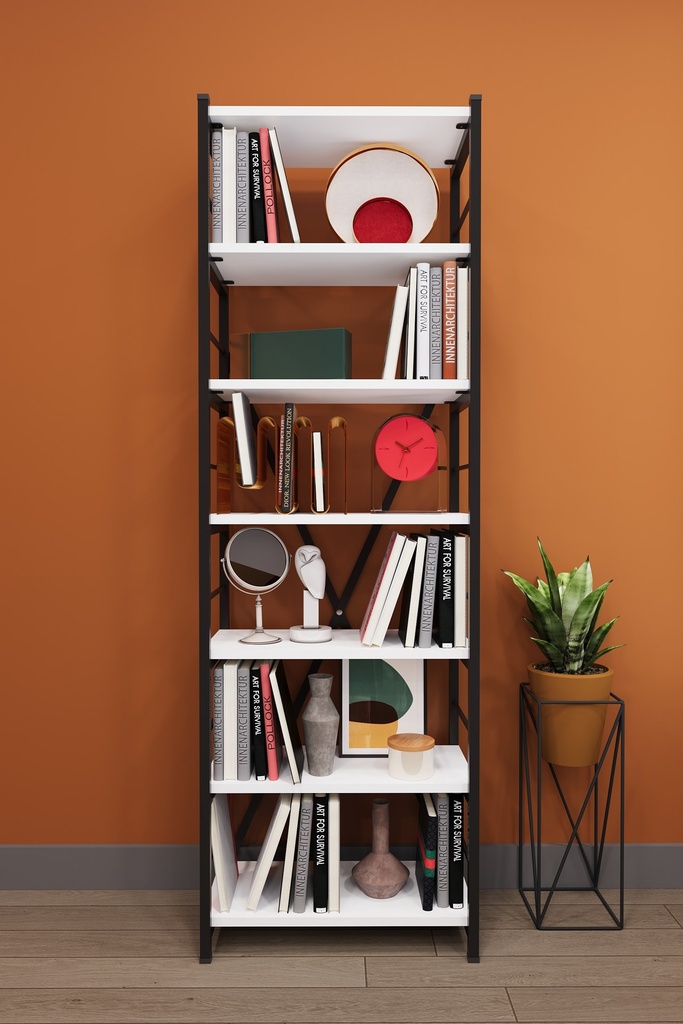 7 Raflı Metal Kitaplık Tek Modül 56x171 cm METALK01