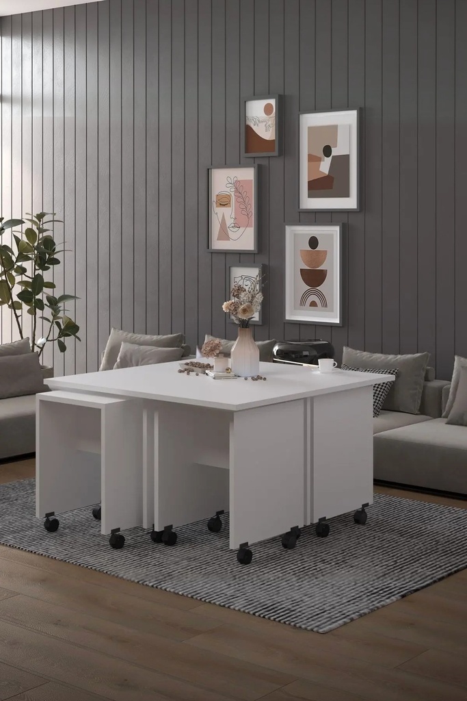 Orta Sehpa 4 Yavrulu Tekerlekli %100 MDF - OS03
