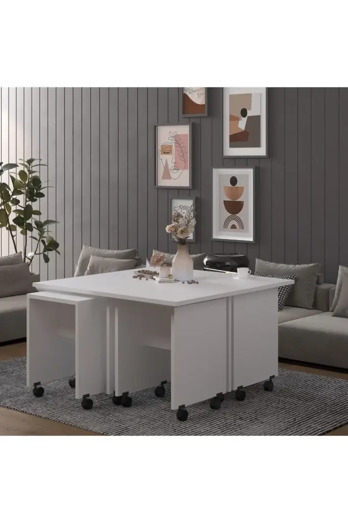 Orta Sehpa 4 Yavrulu Tekerlekli %100 MDFLAM - OS003