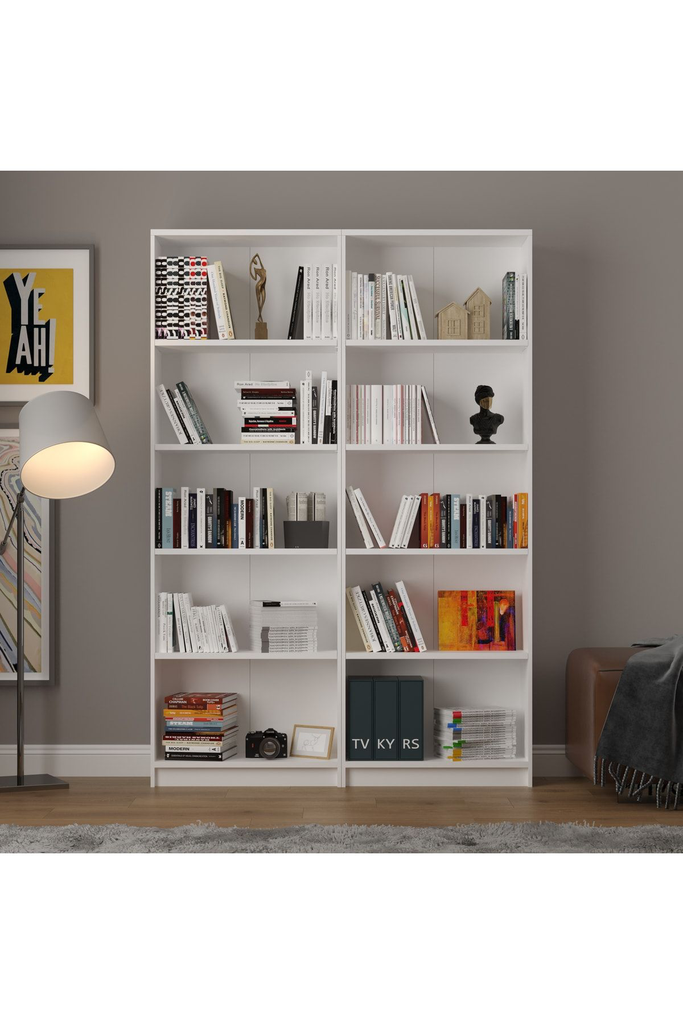 5 Raflı 2 Modüllü Kitaplık — 169 cm, %100 MDF K003