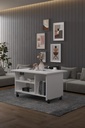İki Katlı Tekerlekli Orta Sehpa Tekerlekli 90x60 cm %100 MDF - OS01