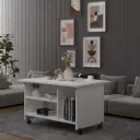 İki Katlı Tekerlekli Orta Sehpa Tekerlekli 90x60 cm %100 MDFLAM - OS01