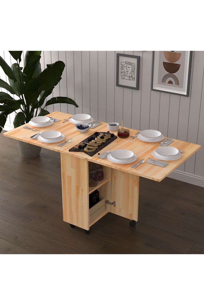 Masif Ahşap Katlanır Mutfak Yemek Çalışma Masası Masif-01