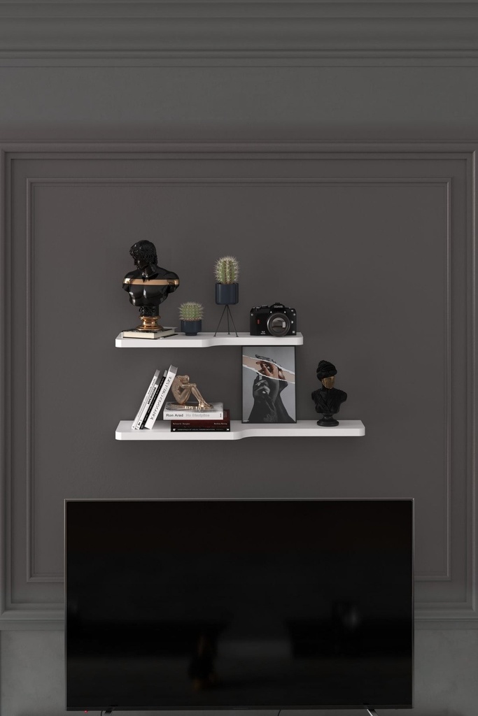 Duvar Rafı 2'li Kıvrımlı Set 60 ve 45 cm MDF - DRF-03