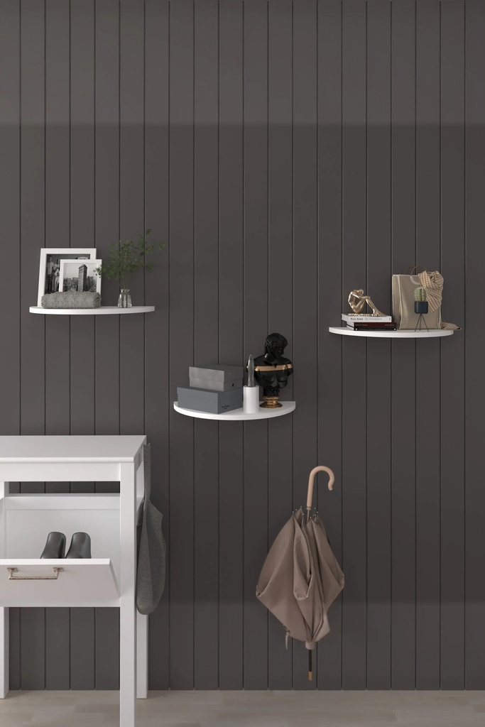 Duvar Rafı 3'lü Oval Set 35x25 cm MDF Dekoratif Raf - DRF-04