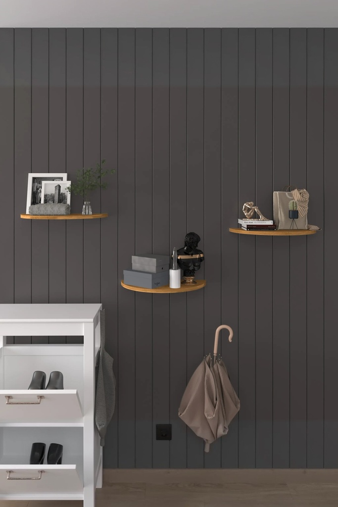 Duvar Rafı 3'lü Oval Set 35x25 cm MDF Dekoratif Raf - DRF-04