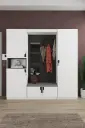 V-05 Modern Vestiyer ve Portmanto 210 cm Minderli Oturaklı Aynalı