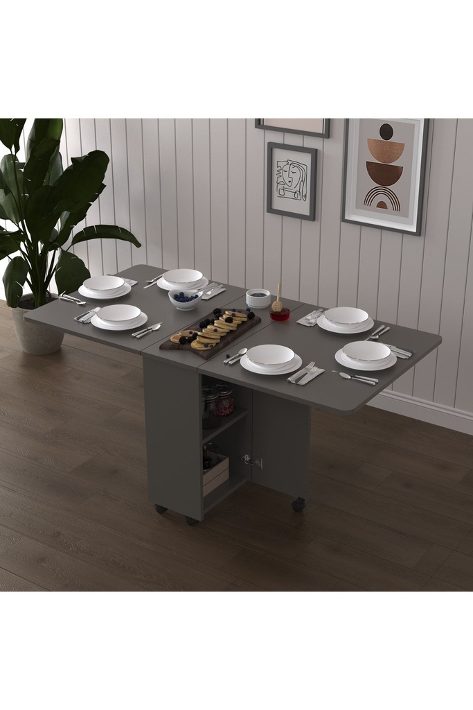 Koyu Gri Katlanır Mutfak Masası %100 MDFLAM KM-29