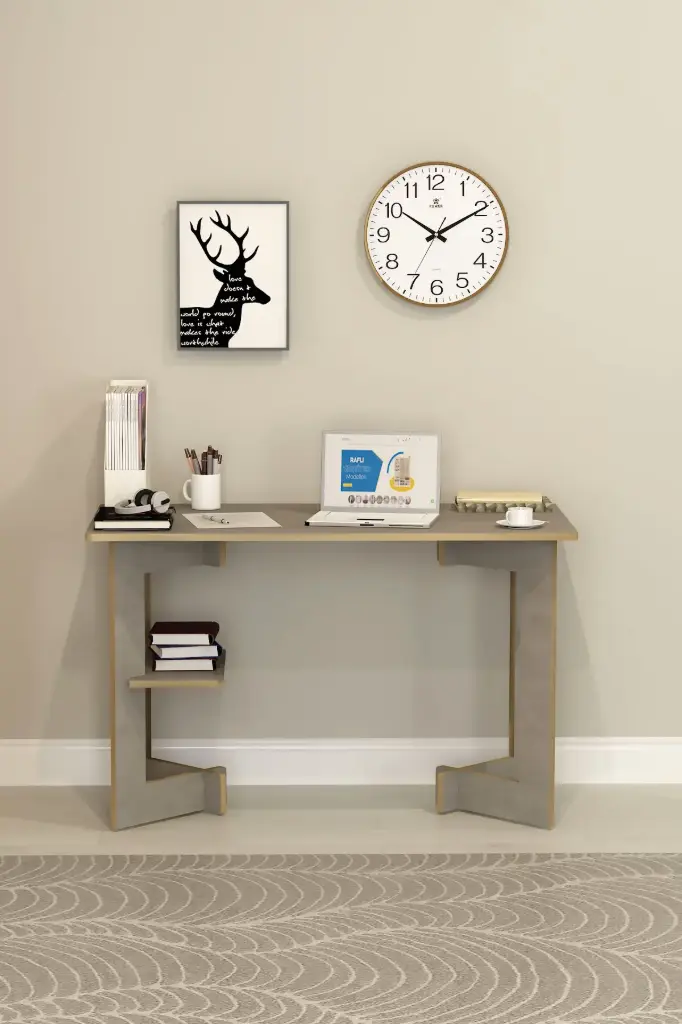 Raflı Çalışma Masası 120 cm, Yan Raflı MDF Ofis Masası - ÇM-02