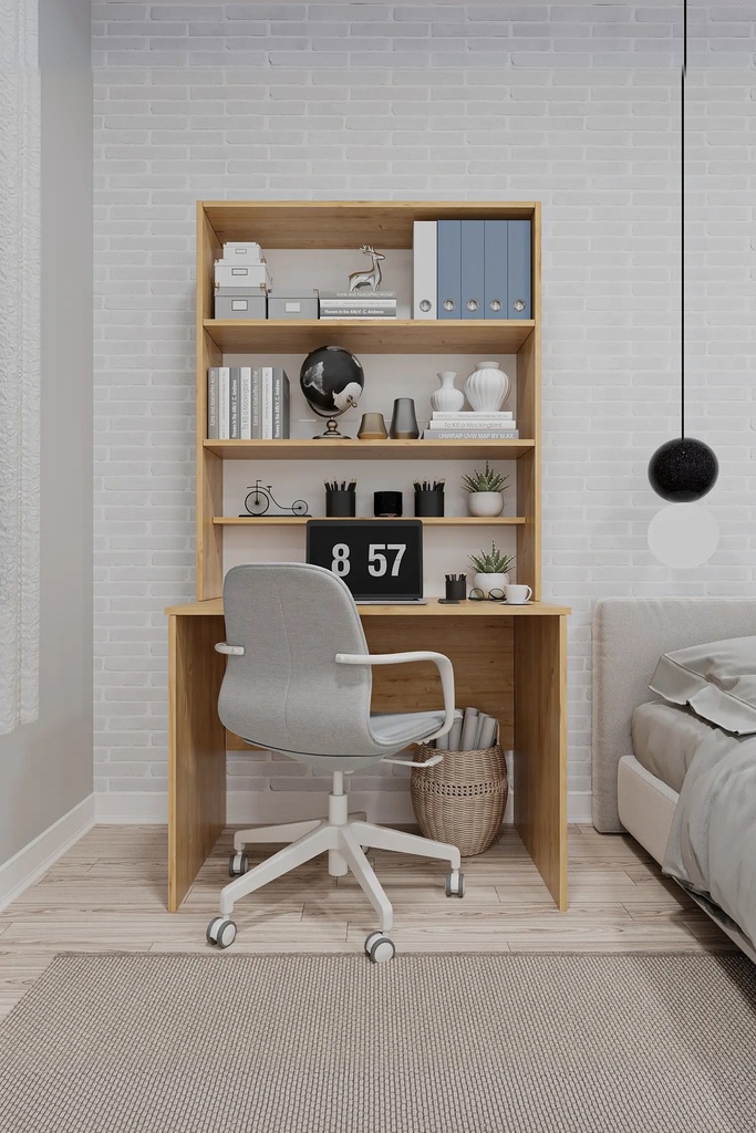 Kitaplıklı Çalışma Masası 100 cm, Raflı Ofis ve Ders Masası - ÇM-03 