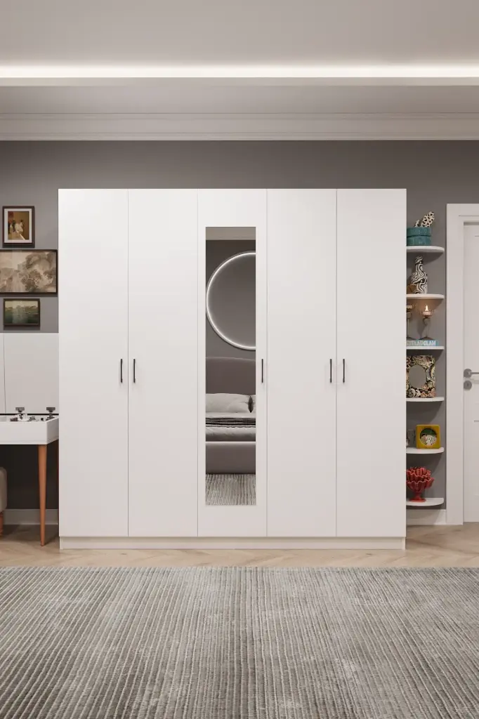 5 Kapaklı 2 Çekmeceli Gardırop 200cm G-04