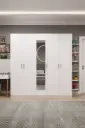 5 Kapaklı 2 Çekmeceli Aynalı Gardırop 200x208 cm MDFLAM Yatak Odası Gardırobu G-04