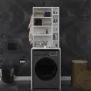 Çamaşır Makinesi Üstü Dolap Açık Raflı Askı Kancalı 65x190 cm - BD-03