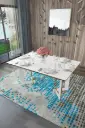 Geometrik Ayaklı Geniş Mutfak Masası %100 MDFLAM 135x90 cm YM-02