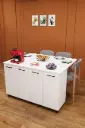 Katlanır Ada Mutfak Masası 4-6 Kişilik Tekerlekli Dolaplı 120 cm - MA-02 