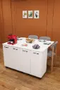 Katlanır Ada Mutfak Masası 4-6 Kişilik Tekerlekli Dolaplı 120 cm - MA-02 