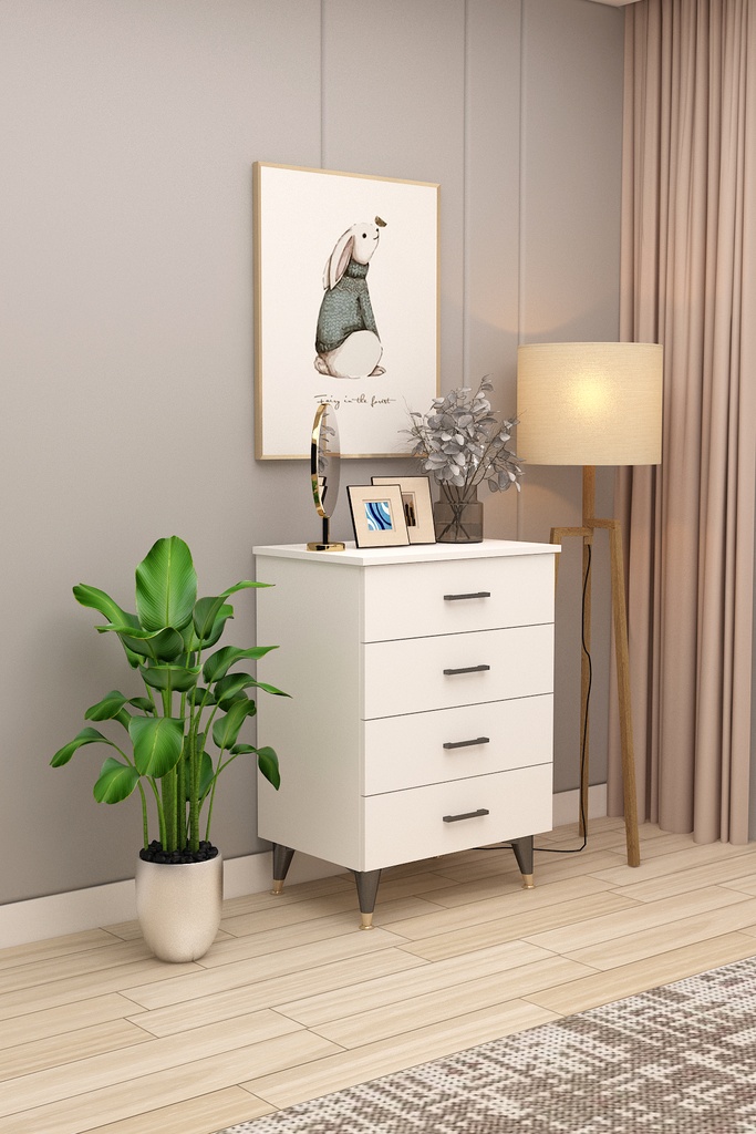 4 Çekmeceli Şifonyer %100 MDFLAM 65cm