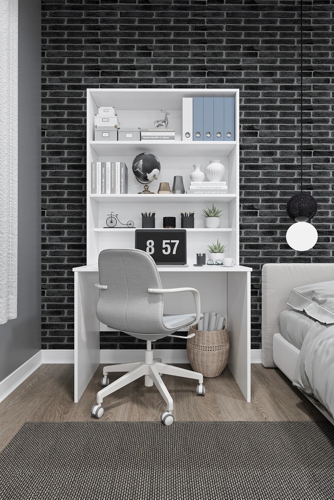 Kitaplıklı Çalışma Masası 100 cm, Raflı Ofis ve Ders Masası - ÇM-03 