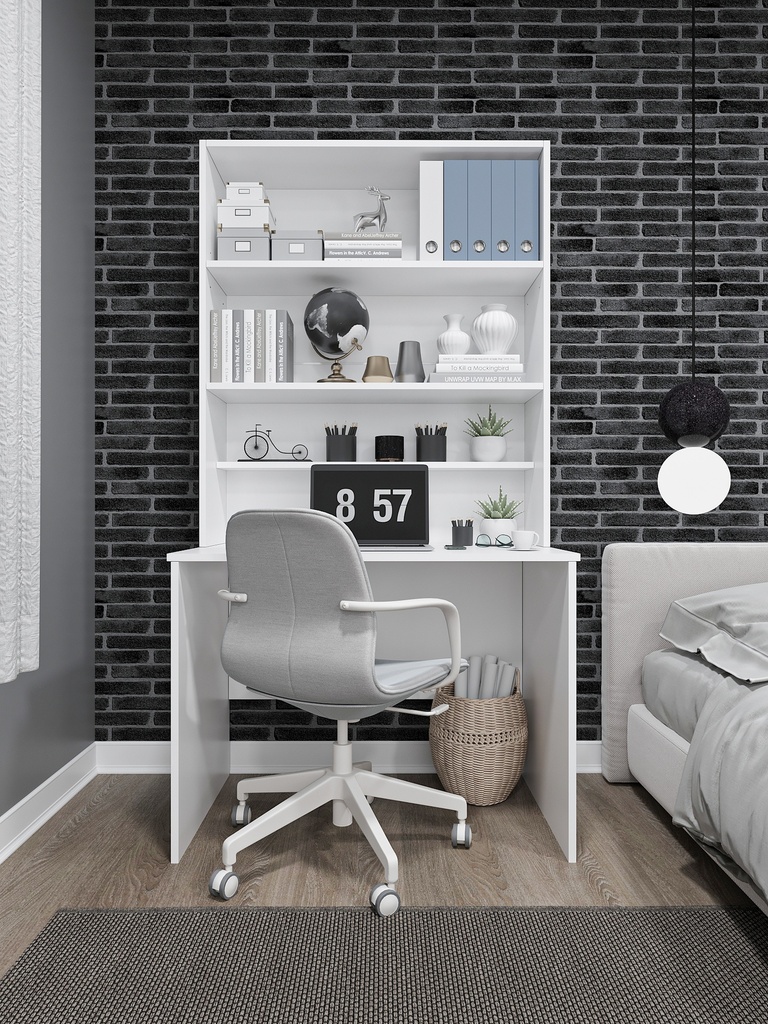 Kitaplıklı Çalışma Masası 100 cm, Raflı Ofis ve Ders Masası - ÇM-03 