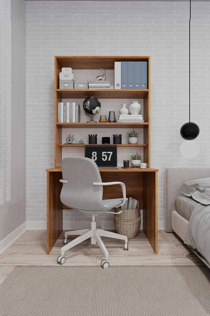 Kitaplıklı Çalışma Masası 100 cm, Raflı Ofis ve Ders Masası - ÇM-03 