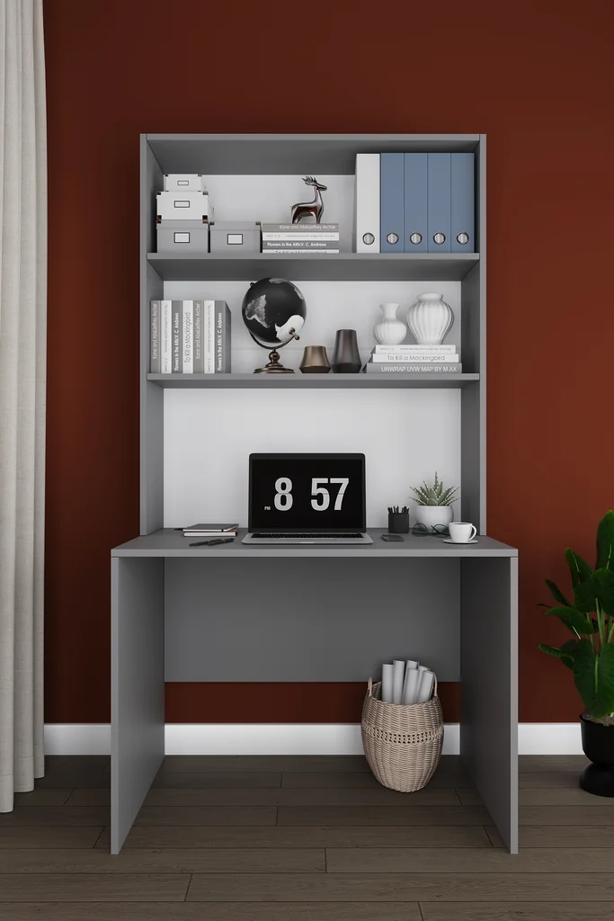 Kitaplıklı Çalışma Masası 100 cm, Raflı Ofis ve Ders Masası - ÇM-03 