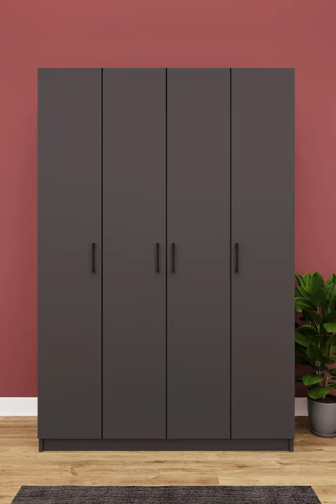 4 Kapaklı Gardırop 120x180 cm MDF Yatak Odası Gardırobu G-08