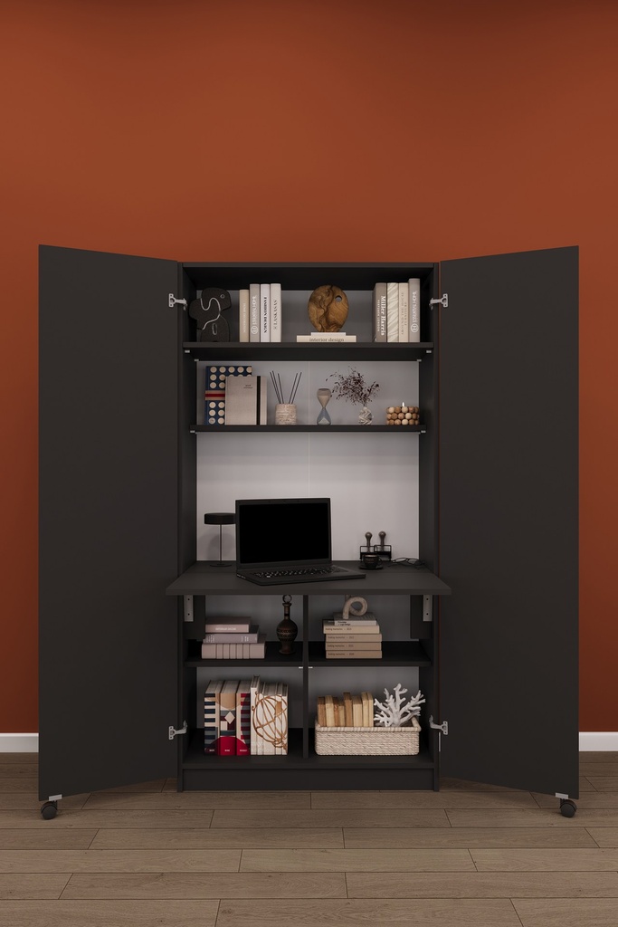 Çalışma Masalı Dolap Katlanır Masalı Kapaklı Raflı 80x180 cm MD-01