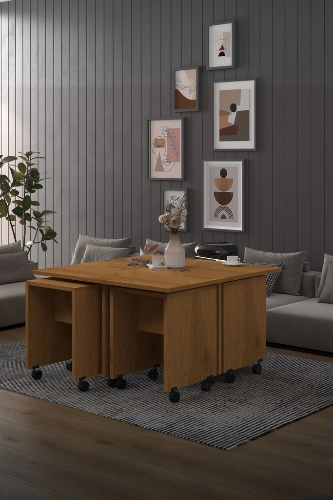 Orta Sehpa 4 Yavrulu Tekerlekli %100 MDF - OS03