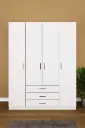 4 Kapaklı 3 Çekmeceli Gardırop 160x208 cm Çift Askılıklı MDFLAM Yatak Odası Gardırobu G-02 